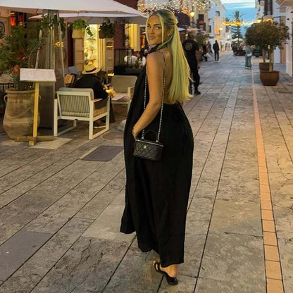 Dresses Summer Women's 2026 New Neck-Hanging Elegant Long Holiday Dress Women Street Chic Youth Loose Fashion Dress