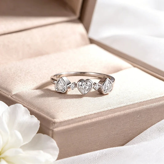 4*4mm Heart Cut Women Moissanite Rings Jewelry Wedding Band for Couples 100% Real Pure 925 Silver Birthday Gift Wholesale