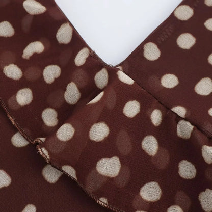 Women's Clothing European And American Style Fashionable Simple Layered Decoration Polka Dot Sleeveless Suspender Dress