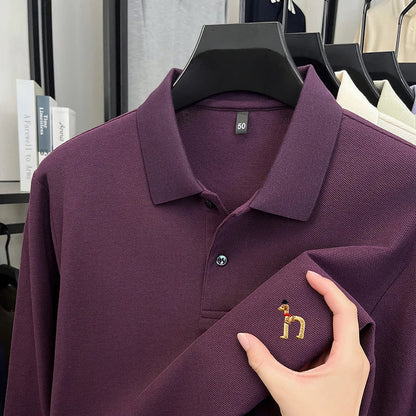 100% Cotton Luxury Brand Men's Polo Shirt Exquisite Dog Embroid Long Sleeve Fashion Quality Lapel T-Shirt Business Casual Menswear
