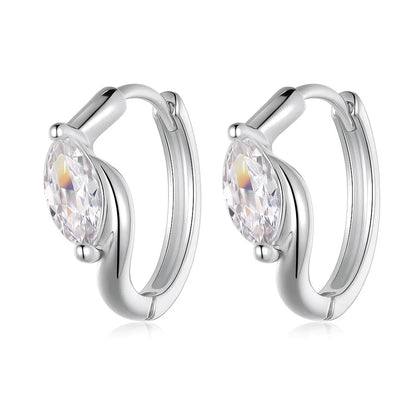 0.4 Carat Marquise Cut Moissanite Diamond Huggies Hoop Earrings with Certificates 925 Sterling Silver Drop Earring for Women Men