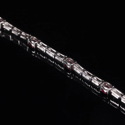 Lab Grown Ruby Tennis Bracelet 925 Sterling Silver Birthstone Bracelet  Fancy Party Wear Bracelet Gift For Women