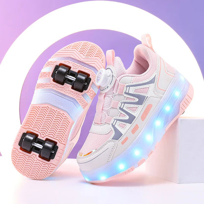 Children's And Teenage Roller Skates - Fashionable Upgraded Edition with Enhanced Stability - Detachable Dual-Use Sports Shoe