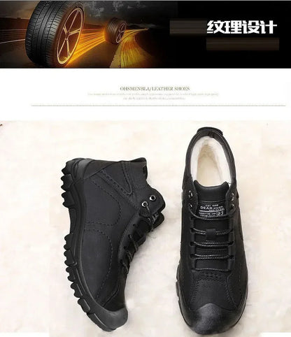 Winter New Cotton Shoes Plus Fleece Thick Casual Sports Shoes Men's High Top Leather Shoes Fashion Snow Boots