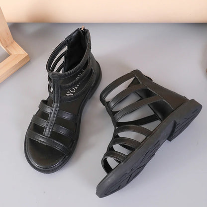 Girls Sandals 2026 Summer Kids Gladiator Sandals Boots  Roma Shoes Narrow Band Princess Shoes For Child Baby Black white