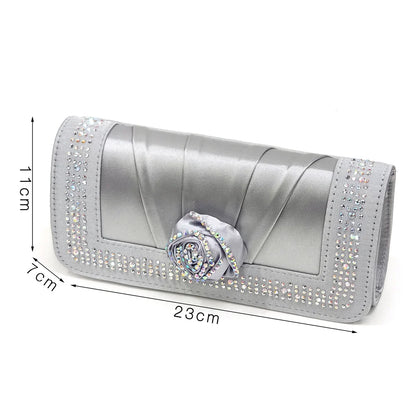 Newest Arrival Fashion Shoes Matching Bag Set in Rose Blossoms Decorated with Rhineston For Ladies Wedding Party