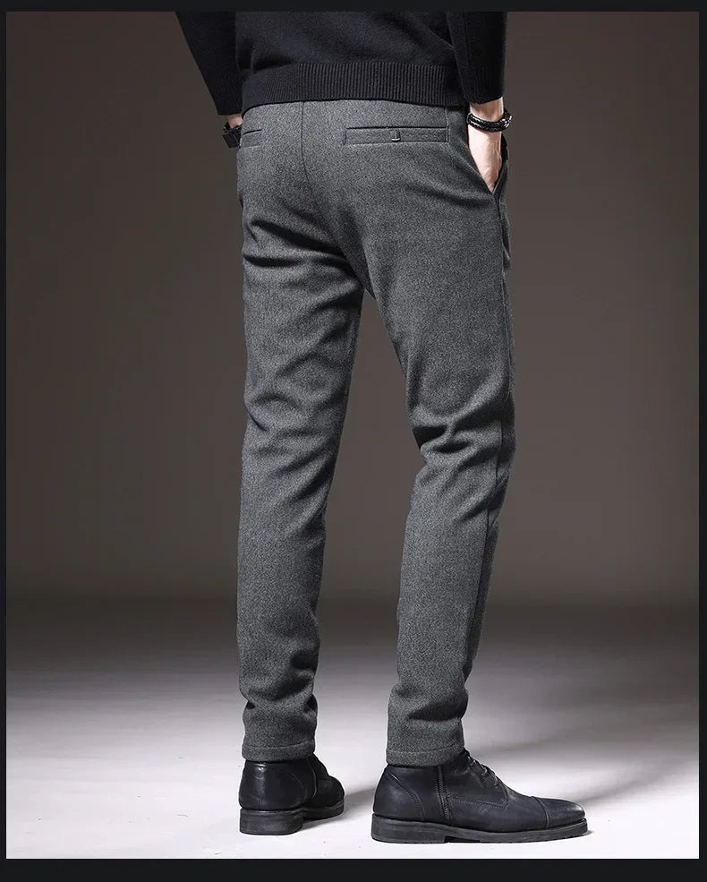 2024 New Brand Slim Casual Pants Men Spring Autumn Business Work Cotton Black Grey Blue Trousers Male Fashion Korean Clothing