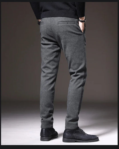 2024 New Brand Slim Casual Pants Men Spring Autumn Business Work Cotton Black Grey Blue Trousers Male Fashion Korean Clothing