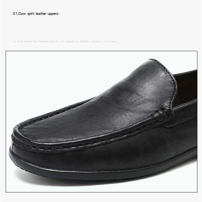 Genuine Leather Men Shoes Casual Luxury Brand Men Loafers Italian Moccasins Breathable Slip on Men Driving Shoes Chaussure Homme