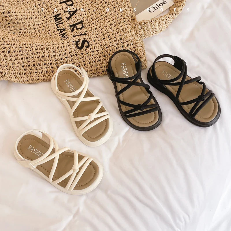 Girls Sandals Kids Sandals for Girls 2024 Summer Brand Children Beach Shoes Princess Sweet Gladiator Sandals Open Toes Anti-skid