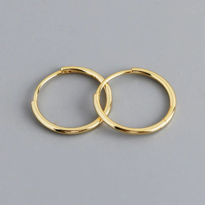 925 Sterling Silver Minimalist Glossy Circle Hoop Earrings for Women Fashion Simple Ear Bone Piercing Jewelry Accessories