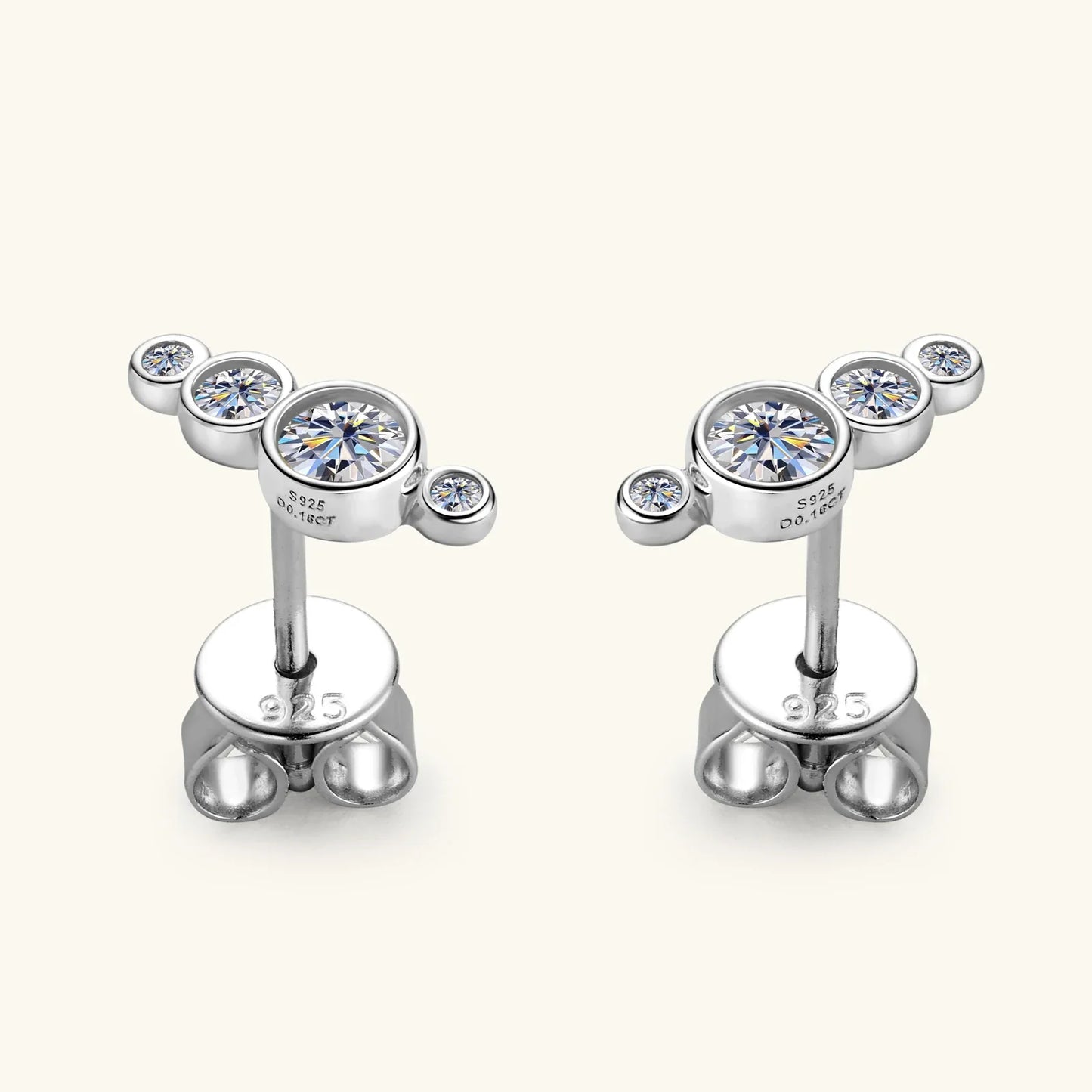3mm Bezel Moissanite Earrings Original 925 Sterling Silver D Color Diamond Bubble Earrings Ear Stud for Women Fine Jewelry