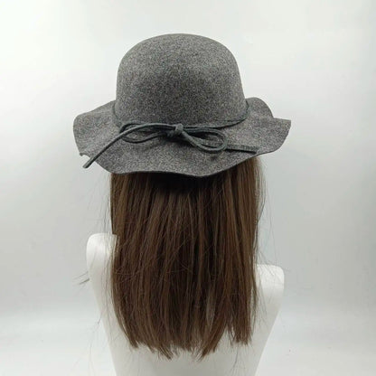 Hat Women's Autumn Wave Curled English Retro Versatile Fisherman Hat Fashion Hepburn Style Woolen Top Hat
