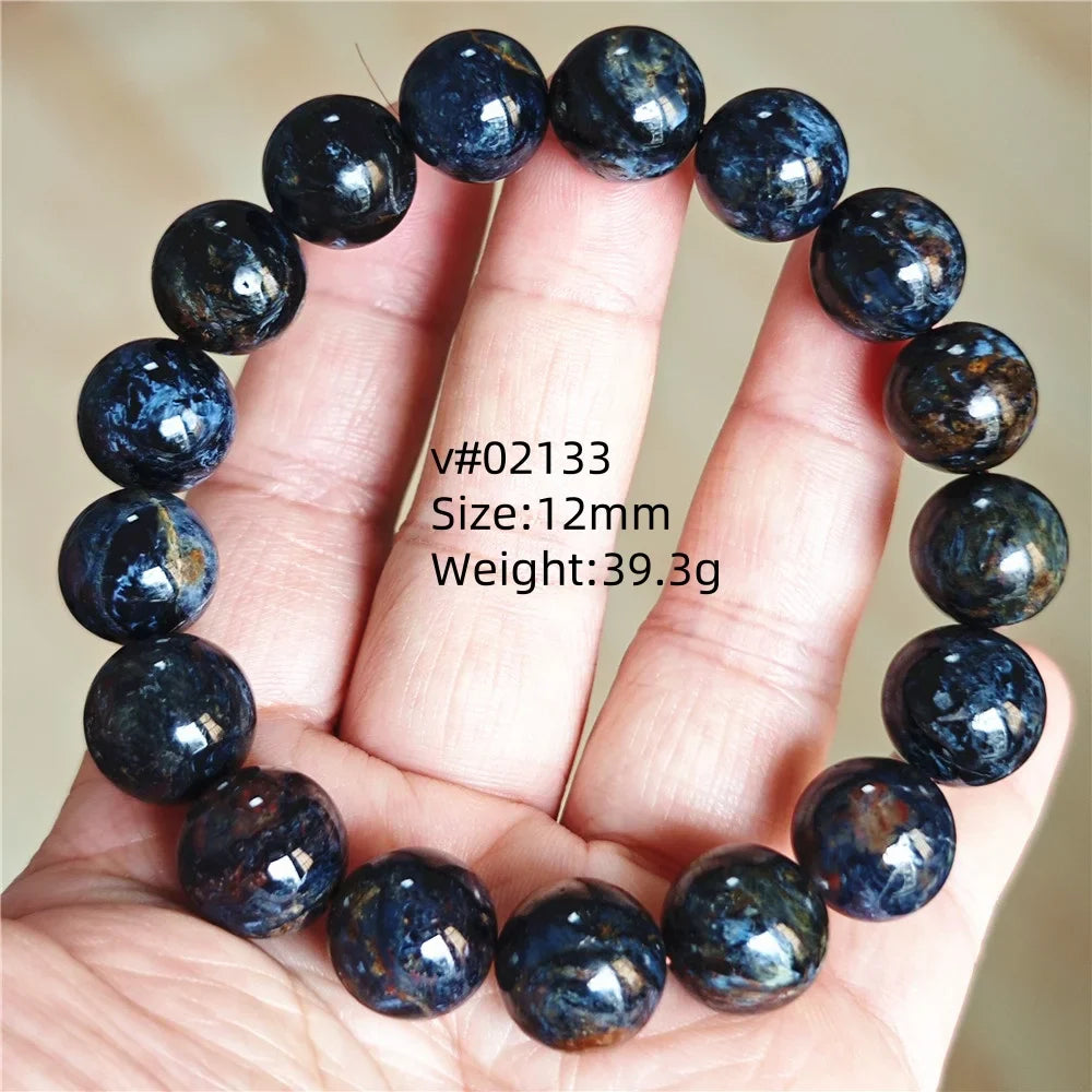 Natural Blue Pietersite Bracelet Women Men Beads Round Beads Chatoyant Cat Eye Fire Pietersite Namibia AAAAAA