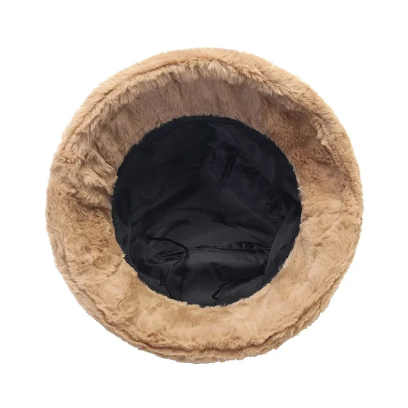 New Fall and Winter Thickened Warm Womens Plush Bucket Hat Leopard Hat