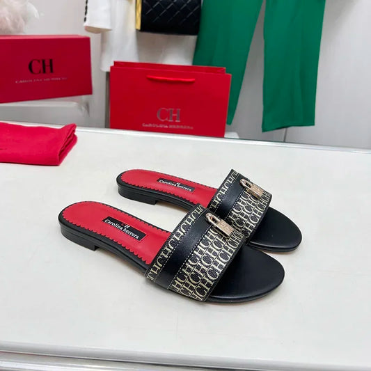 Women's Wearable Beach Slippers Flat Minimalist Letter Printed Designs Niche Women's Commute Vacation Slippers