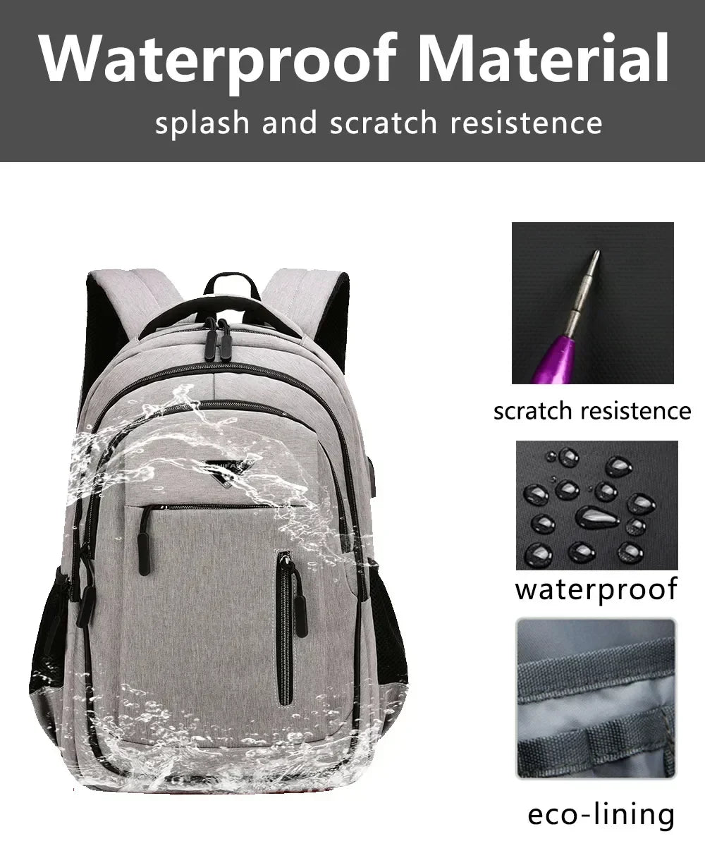 Large Capacity Backpack Men Laptop Backpacks 15.6 Oxford Black Solid High School Bags