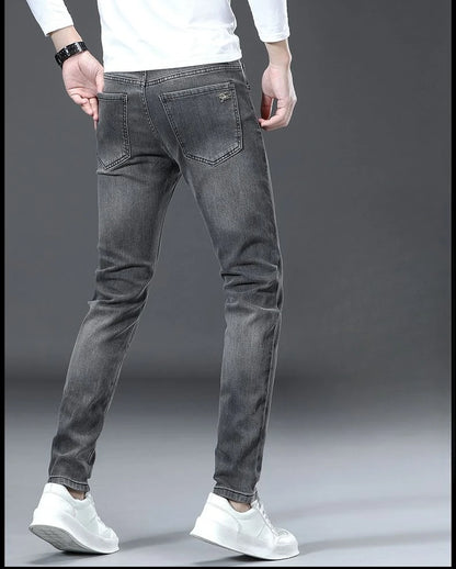 Men's Jeans Affordable Fashionable Elastic Slim Fit Light Straight-leg High-end Denim Long Pants Men's Trousers Denim Long Pants