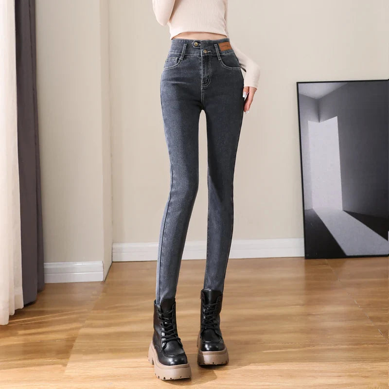 Woman Skinny Jeans High Waist Slim Korean Elastic Pencil Pants