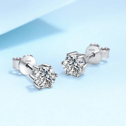 0.1ct-3ct D Color Moissanite Stud Earrings Lab Diamond 925 Sterling Silver with Gold Plated Earring Wedding Party Jewelry