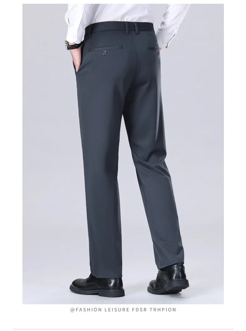 Men's Casual Stretch Dress Pants Slim Fit Straight Business Trousers