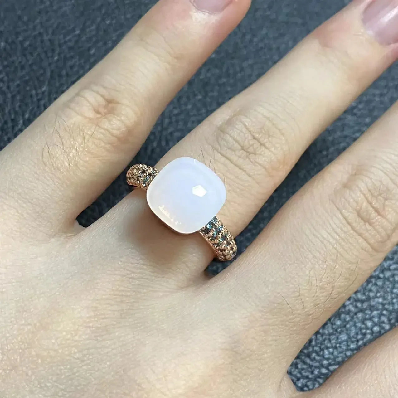 10.6mm Topaz Ring For Women Inlay Light Blue Zircon Candy Water Drop Crystal Ring Rose Gold Plated Jewelry Gift