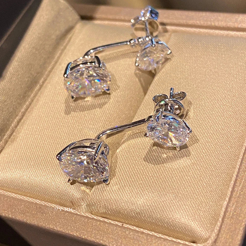 6cttw Oval Cut Moissanite Diamond Stud Earring with Certificate S925 Silver 2-wearing Detachable Earcuff Drop Earring for Women