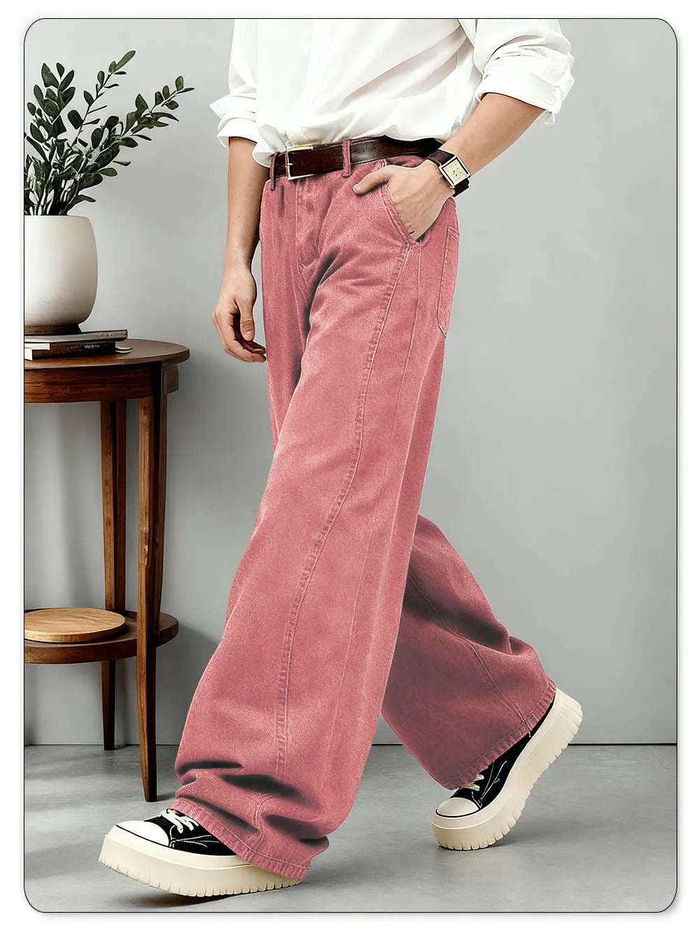 American Men's Retro Brown Ultra Baggy Wide Leg Jeans Street Casual Embroidery Oversized Men's Clothes Unisex Denim Pants