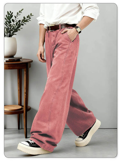 American Men's Retro Brown Ultra Baggy Wide Leg Jeans Street Casual Embroidery Oversized Men's Clothes Unisex Denim Pants