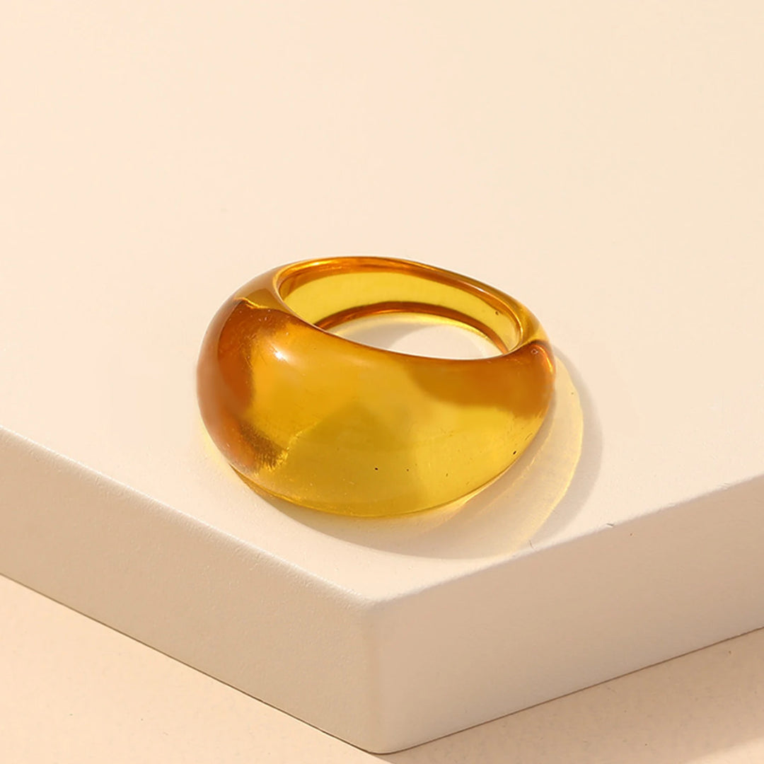 Round Rings For Women Big Kpop Finger Ring For Girls Punk Resin Ring