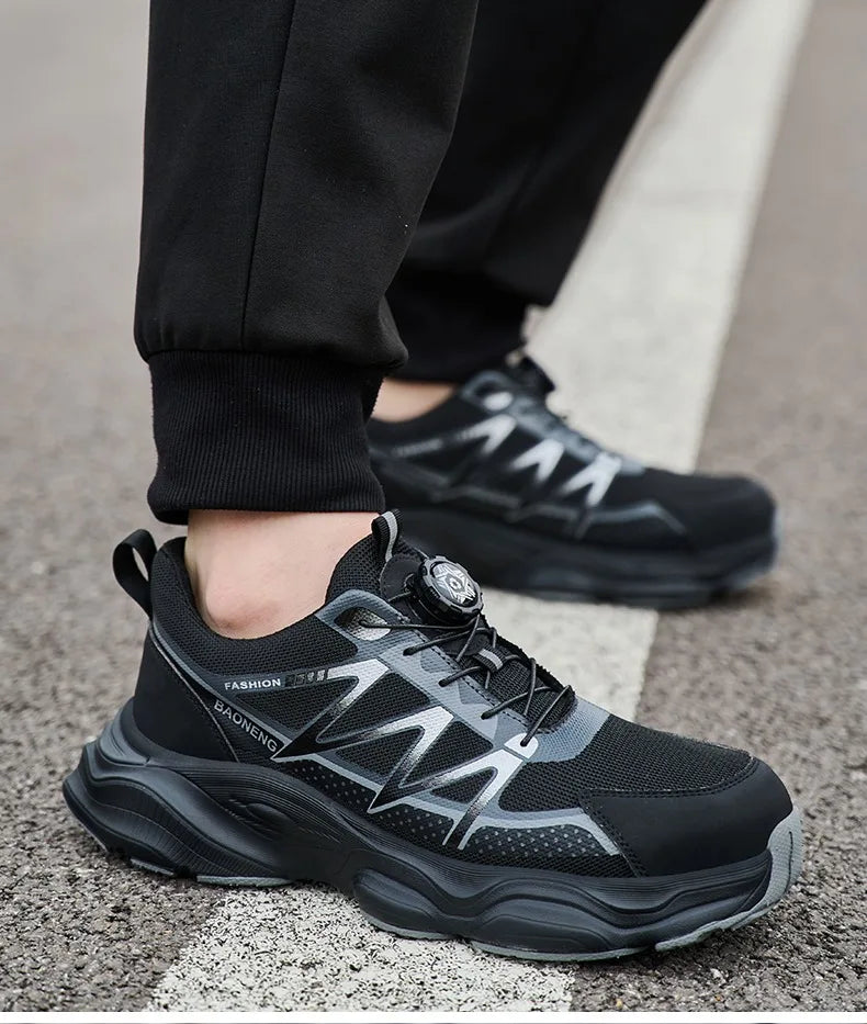 Anti Puncture Safety Shoes Steel Toe Anti Smash Lightweight Durable Slip Resistant Work Boots for Men Construction Industrial