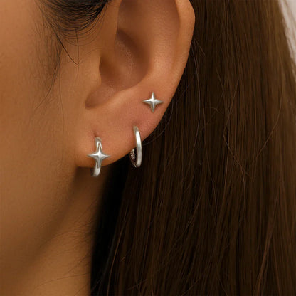 925 Sterling Silver 3pcs 4pcs Set Zircon Stud Earrings 18k Gold Star Minimalism Huggies Earring Fine Jewelly Set Party Gift