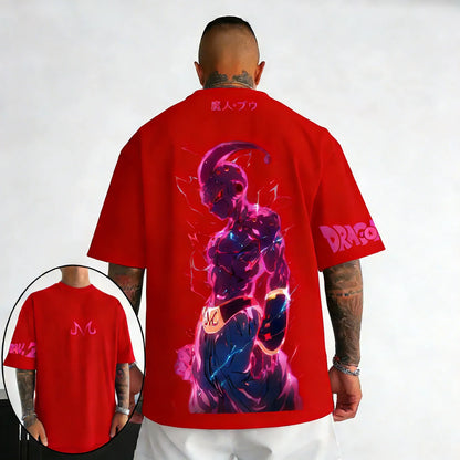 T-shirt Summer New Majin Buu Creative Printed Men's Harajuku Large Loose Casual Parent Child Top
