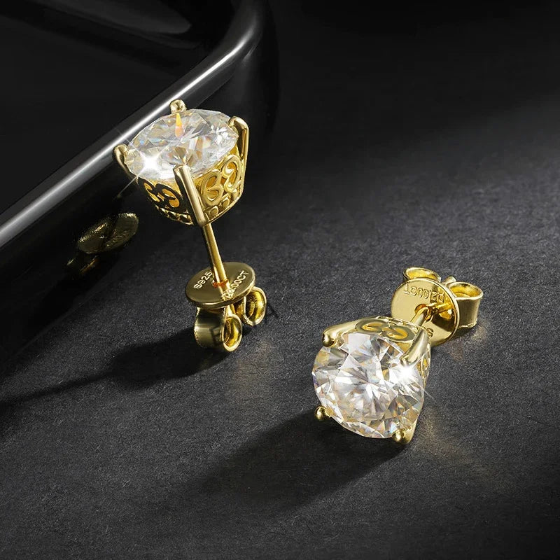 GRA Certified 2CT 8mm D Color Moissanite Stud Earrings For Women Party Wedding 4 Prong S925 Silver Earring Ear Studs Gift