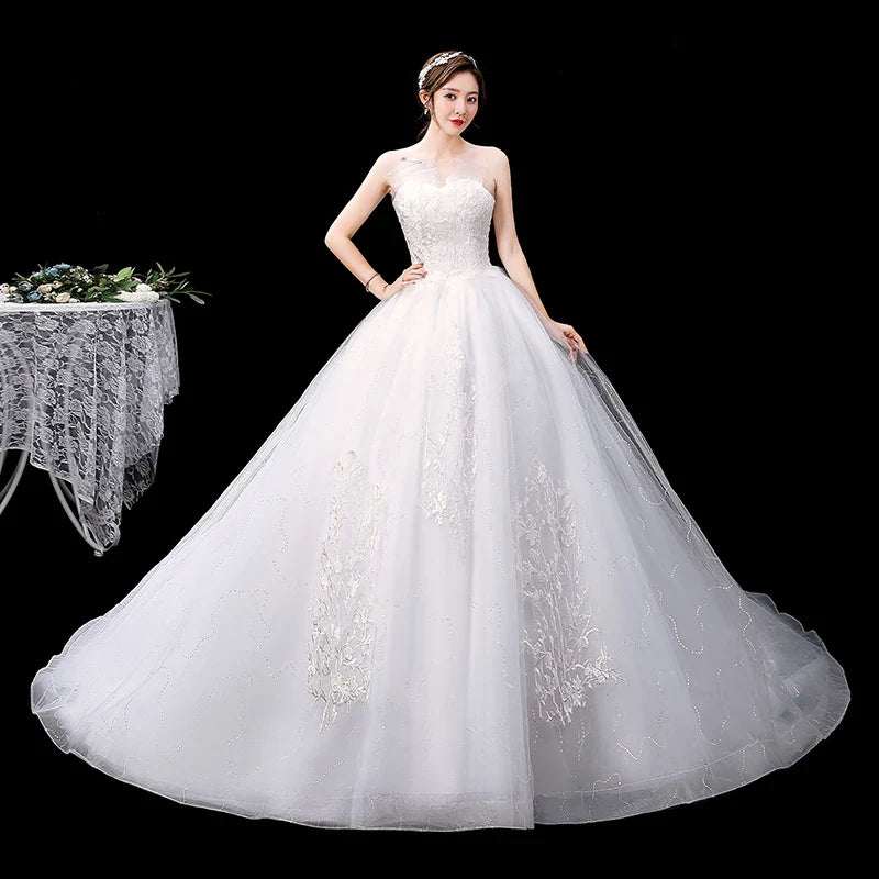 Wedding Dress Wholesale Lace up Embroidery Bride Marriage Dresses White Ball Gown Factory Christmas Carnival Plus Size