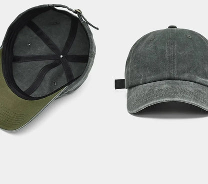 Hat Men's Washed Coated Baseball Cap Color Tile Korean Version Simple Dome Cap Solid Color Sports Sun Hat