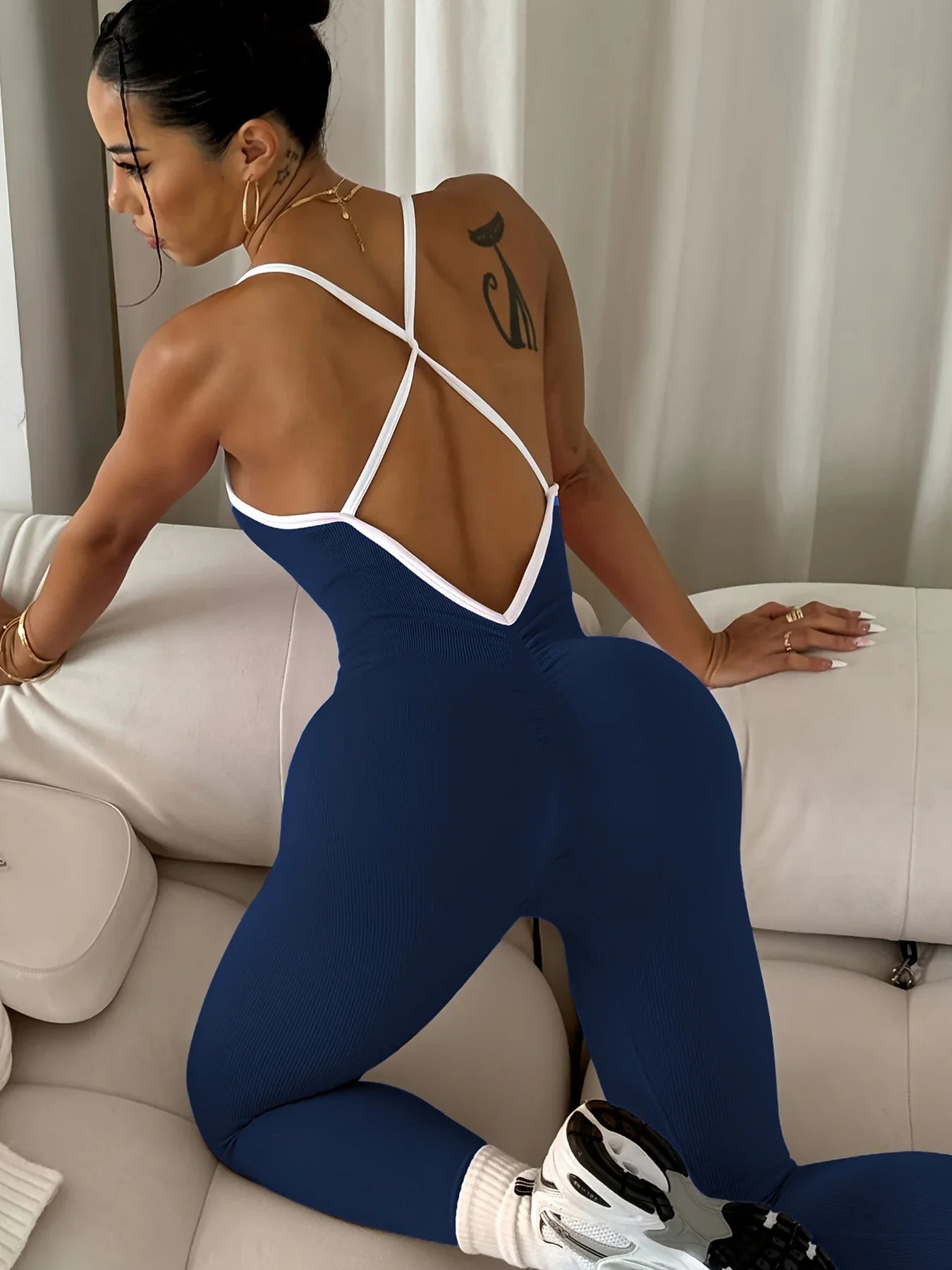 Pink Sports Jumpsuit Girls Running One Piece Bodysuit Workout Rompers Women Overalls Sportswear Fitness Yoga Suit