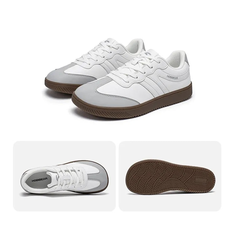 Unisex Wide Toe Shoes Artificial Leather Sneakers Casual Lace Up Retro Fashion Shoes for Women Men
