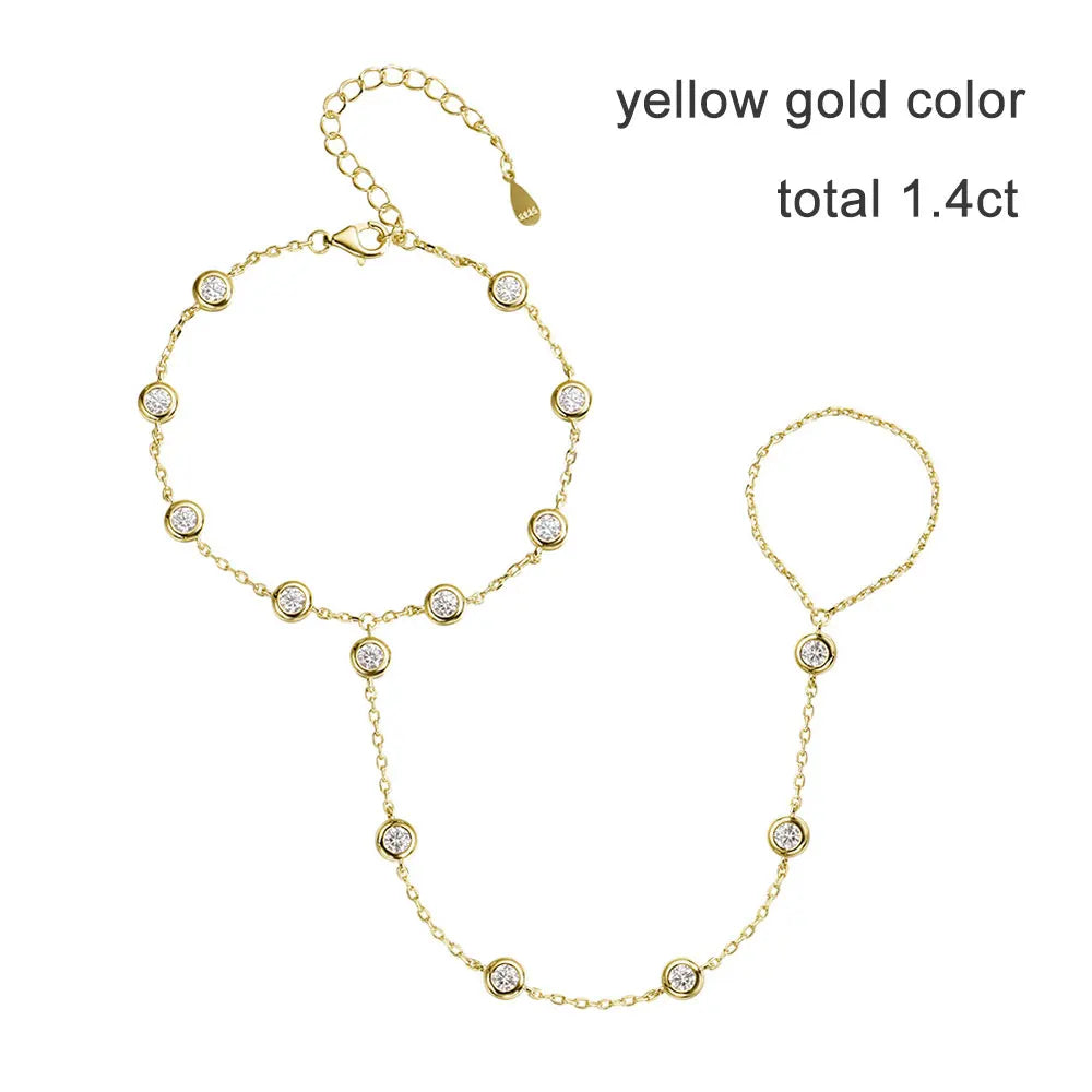 3mm D Color Moissanite Bracelets for Women 14-21cm Adjustable Chain GRA Certified s925 Sterling Silver Bubble Bracelet