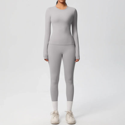 2 PCS Sportswear Yoga Set Gym Clothes Yoga Suits For Women Fitness Set Tracksuits Sports Long Sleeve Crop Top Gym Leggings