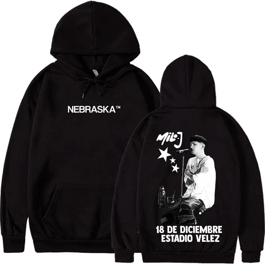 Rapper Milo J 166 Tour 2025 Album Graphic Hoodie Men Hip Hop Gothic Long Sleeve Sweatshirts Vintage Oversized Hoodies Streetwear