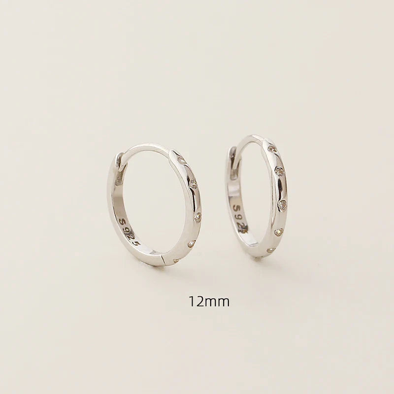 925 Sterling Silver Fashion Simple Piercing Ear Closure Statement Stacked Ear Hoop Earrings for Women Huggies Jewelry
