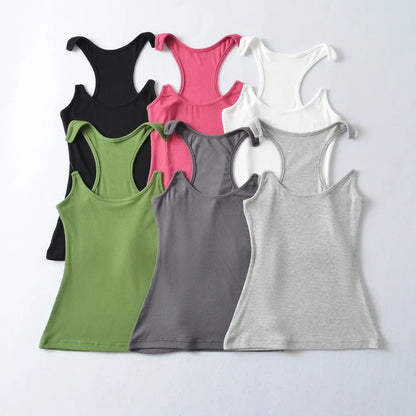 Women Ypro Ribbed Invisible Strap Tank Top Camis Tee