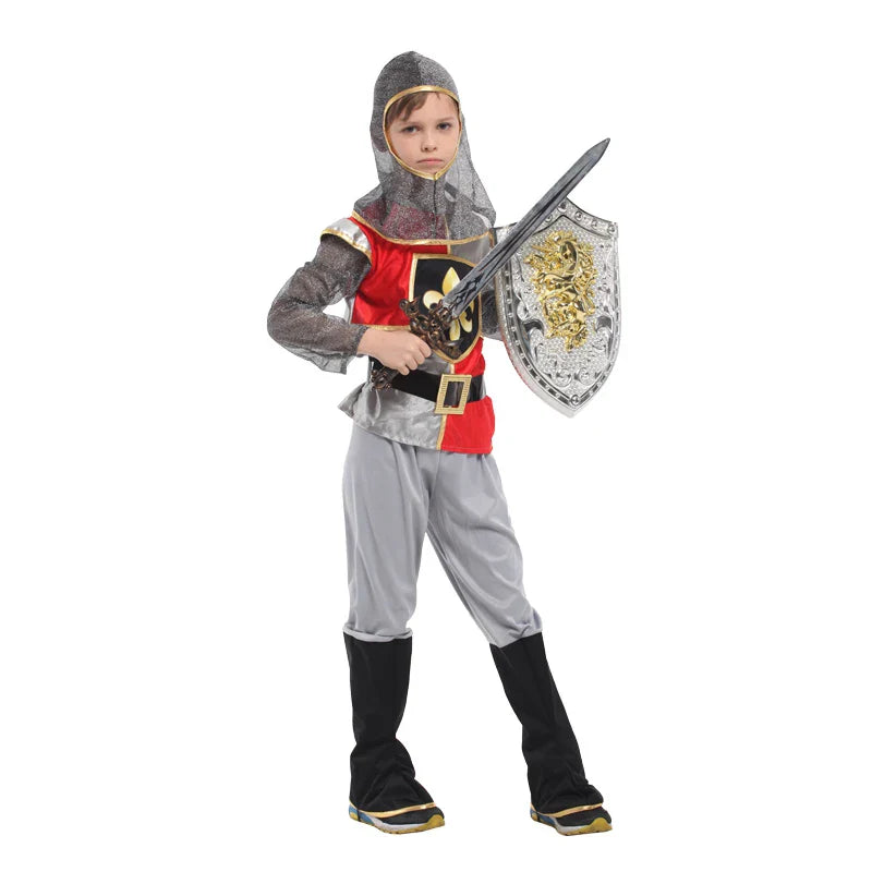 Children's Knight Costume Cosplay Performance Dress Party European Knight Armor Medieval Royal Castle Defender Armor