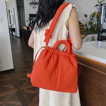 New Korean Fashion Fabric Shoulder Bag Soft Dacron Crossbody Bag Mini Tote Purses for Women Underarm Bags Handbags and Purses