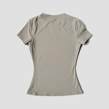 Women Solid Color Dry Fit Short Sleeve Crew Neck Athletic T-Shirt Fashion Casual Tee Suitable For Daily Running Workout Gym Top