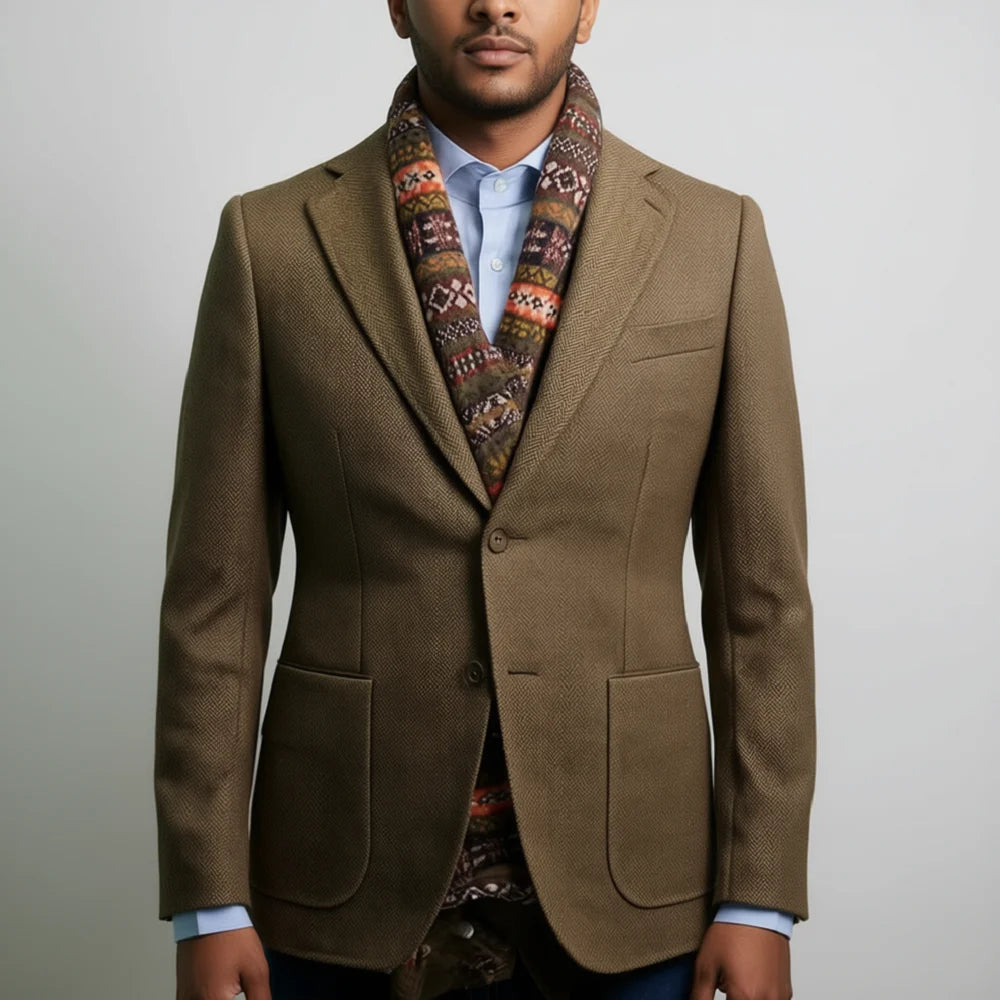 Men's Slim Fit Herringbone Blazer Set Luxury Cashmere Coat Casual Designer Mens Tuxedo Jacket Elegant Business Suit