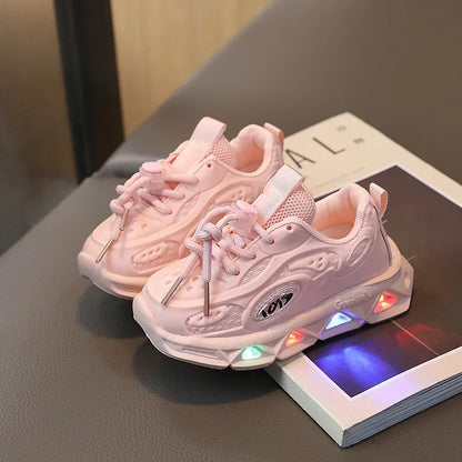 Baby Shoes 2025 Spring Autumn New Boys and Girls Light Up Clunky Sneaker Small and Medium-sized Children's Soft Soled Baby Shoes