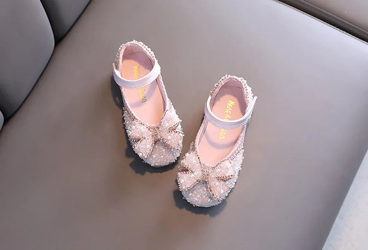 Children Princess Shoes Glitter Party Wedding Shoes for Girls Fashion Rhinestone Toddlers Ballet Flats Causal Kids Leather Shoes