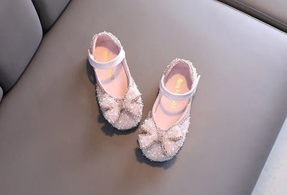 Children Princess Shoes Glitter Party Wedding Shoes for Girls Fashion Rhinestone Toddlers Ballet Flats Causal Kids Leather Shoes